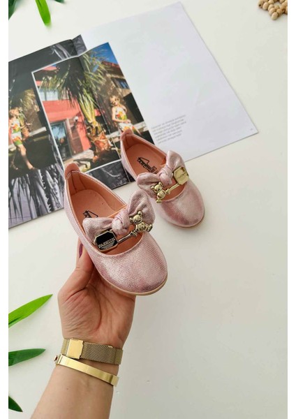 Fiyonk Bear Detaylı Lastikli Kız Çocuk Ortopedik babet - Pembe