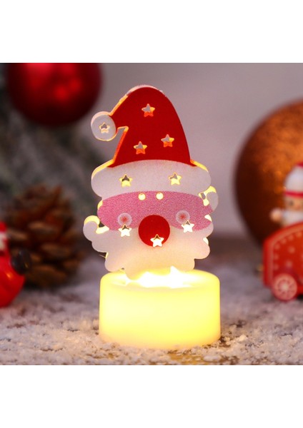 Yeni Noel Yaratıcı Kişiselleştirilmiş Mum Işığı Parlayan Noel Baba Kardan Adam LED Süsler Gece Lambası (Yurt Dışından)
