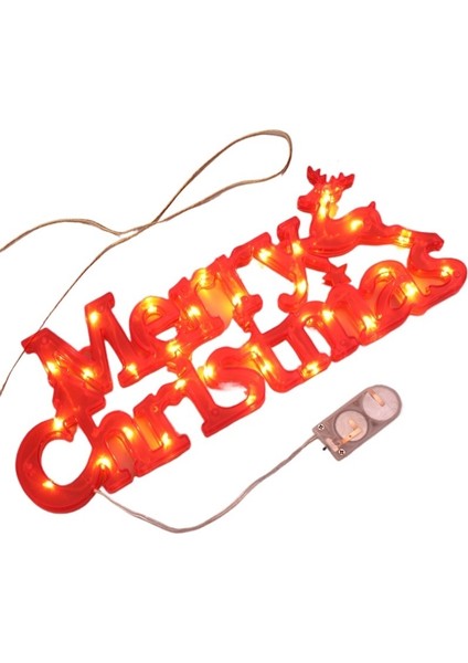 Noel Dekorasyon Öğeleri Noel Çelenk Aksesuarları Mutlu Noeller Üç Boyutlu Mektup Işıkları (Yurt Dışından)