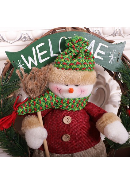 Yeni Iskandinav Ins Mağaza Kapısı Asılı Noel Çelenk Noel Baba Bebek Rattan Yüzük Noel Dekorasyon Kolye (Yurt Dışından)