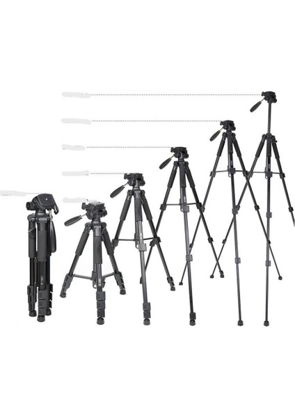 210 cm 1. Sınıf Fotoğraf Makinası ve Telefonlar Için 5 kg Kadar Taşıyabilir Tripod indirimleri