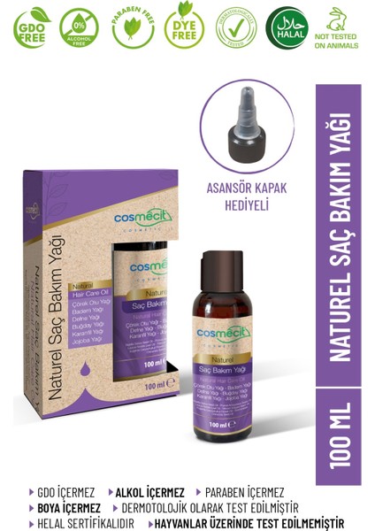 Naturel Saç Bakım Yağı 100 ml - Bitkisel Yağ Kompleksi