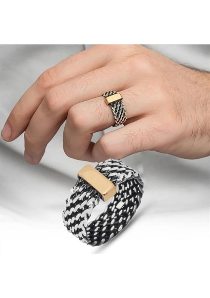 Burgulu Zincir Model 925 Ayar Gümüş Erkek Yüzük