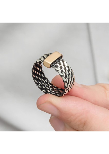 Burgulu Zincir Model 925 Ayar Gümüş Erkek Yüzük modelleri