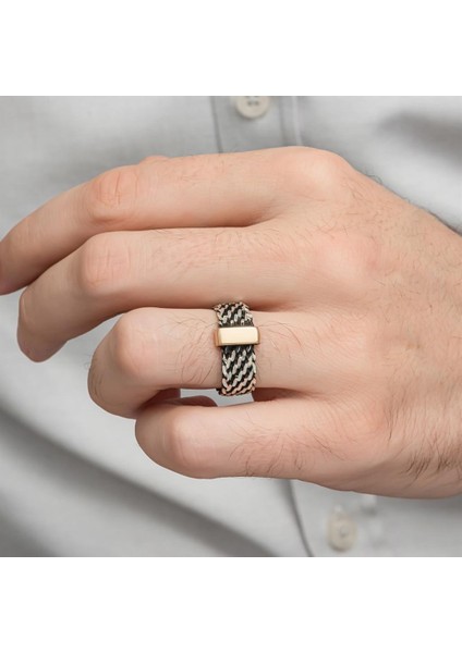 Burgulu Zincir Model 925 Ayar Gümüş Erkek Yüzük indirimleri