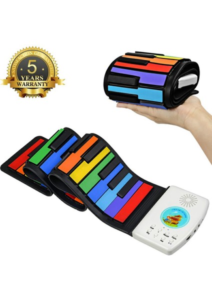 PM49 49-Key Taşınabilir Katlanır Piyano Gökkuşağı Renkli Çocuk Acemi Roll-Up Klavye Müzik Aleti Oyuncak (Yurt Dışından) fiyatları