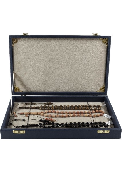 Lacivert Renk Geniş Deri Tesbih Kutusu fırsatları