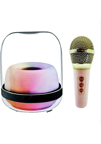 S29 Bluetooth Hoparlör | Kablosuz Mikrofonlu, Renkli Işıklı, Taşınabilir Karaoke Hoparlör