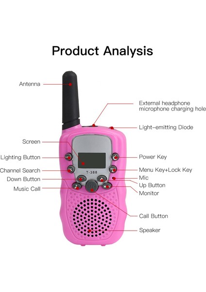 1 Çift Taşınabilir El Telsizi Uzun Mesafe Walkie Talkie 2 Yönlü Radyolar Çocuklar Için Kapalı Açık Hava Etkinliği-Pembe (Yurt Dışından)
