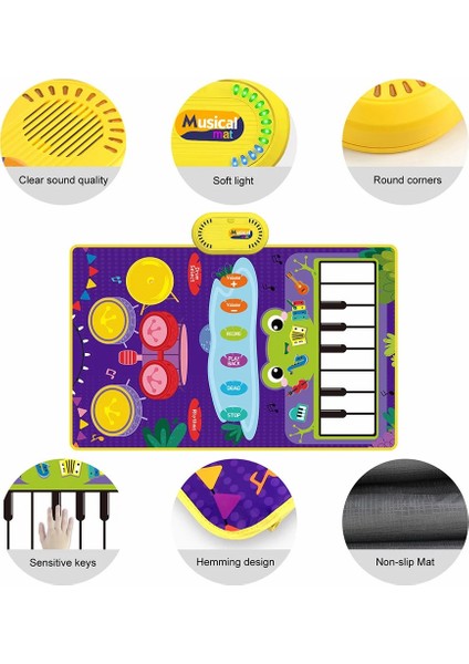 CP5929 Erken Eğitici Oyuncak Yürümeye Başlayan Çocuk Piyano Klavye Davul Oyun Mat Müzik Battaniye Bebek GIFT-5929-3/YEŞIL (Yurt Dışından) modelleri