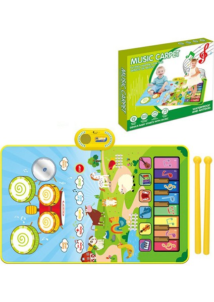 CP5929 Erken Eğitici Oyuncak Yürümeye Başlayan Çocuk Piyano Klavye Davul Oyun Mat Müzik Battaniye Bebek GIFT-5929-4 (Yurt Dışından)