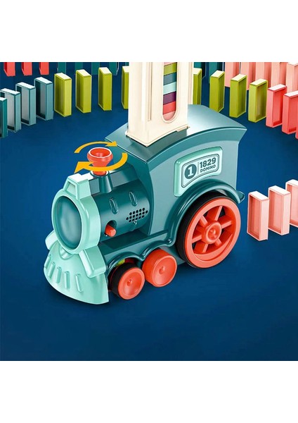 Otomatik Döşeme Domino Blokları LED Işık Ses Efektleri Elektrikli Tren Çocuk Oyuncak 60 Domino-Şeffaf (Yurt Dışından) fırsatları