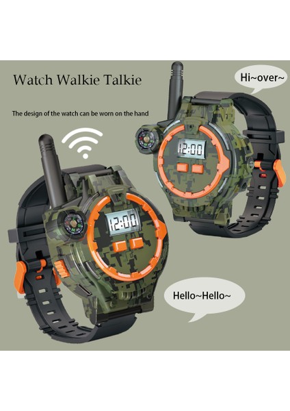 060 2 Adet Çocuklar Mini Walkie Talkie Izle Eller Serbest Konuşan El Feneri Pusula Şarj Edilebilir Interkom (Yurt Dışından)