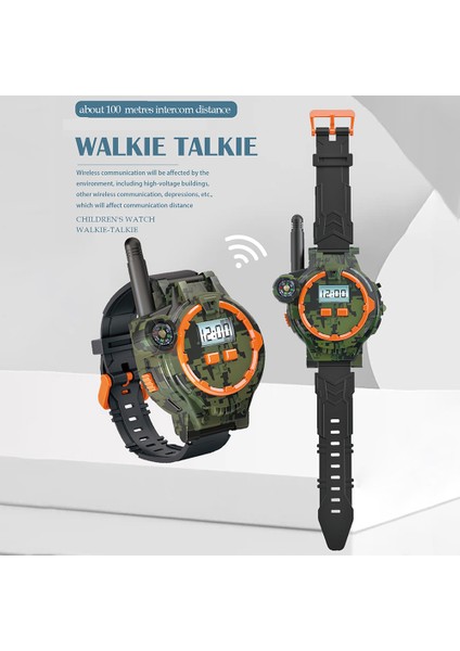 060 2 Adet Çocuklar Mini Walkie Talkie Izle Eller Serbest Konuşan El Feneri Pusula Şarj Edilebilir Interkom (Yurt Dışından)
