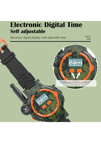 060 2 Adet Çocuklar Mini Walkie Talkie Izle Eller Serbest Konuşan El Feneri Pusula Şarj Edilebilir Interkom (Yurt Dışından)