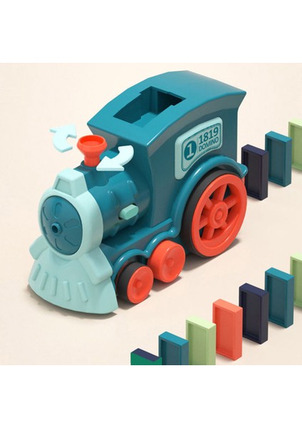Otomatik Döşeme Domino Blokları LED Işık Ses Efektleri Elektrikli Tren Çocuk Oyuncak 60 Domino-Mavi (Yurt Dışından) fırsatları