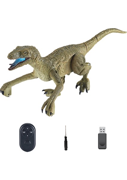 YT6699 2.4g Rc Yürüyüş Dinozor Robot Oyuncak Uzaktan Kumanda LED Işık Müzik Emülasyon Hayvan Çocuk Oyuncak-Kahverengi/sarı (Yurt Dışından)