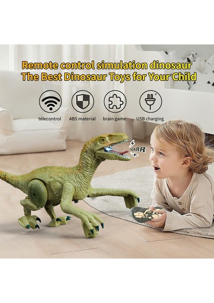 YT6699 2.4g Rc Yürüyüş Dinozor Robot Oyuncak Uzaktan Kumanda LED Işık Müzik Emülasyon Hayvan Çocuk Oyuncak-Kahverengi/sarı (Yurt Dışından)