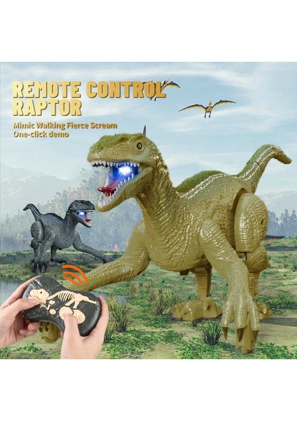YT6699 2.4g Rc Yürüyüş Dinozor Robot Oyuncak Uzaktan Kumanda LED Işık Müzik Emülasyon Hayvan Çocuk Oyuncak-Kahverengi/sarı (Yurt Dışından)