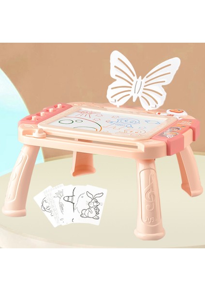 5503 Çocuklar Manyetik Dıy Çizim Tahtasında Küçük Çocuklar Tablet Ayaklı Yazma Doodle Tablet-Pembe (Yurt Dışından)
