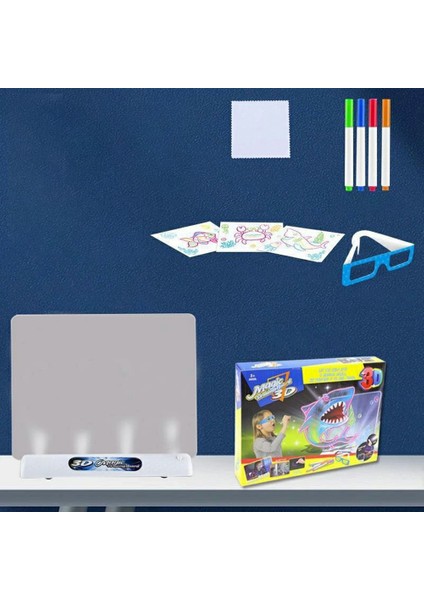 3D Floresan Çizim Tahtasında 16X12 cm Light Up Yazma Pedi Doodle Tahtası Eğitici Oyuncak Çocuklar Için-Okyanus Tarzı (Yurt Dışından)