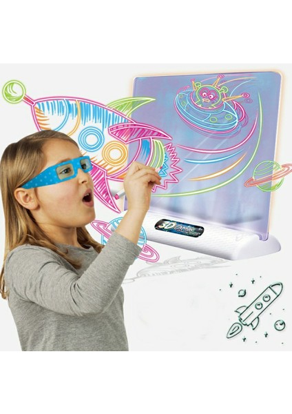 3D Floresan Çizim Tahtasında 16X12 cm Light Up Yazma Pedi Doodle Tahtası Eğitici Oyuncak Çocuklar Için-Okyanus Tarzı (Yurt Dışından)