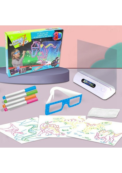 3D Floresan Çizim Tahtasında 16X12 cm Light Up Yazma Pedi Doodle Tahtası Eğitici Oyuncak Çocuklar Için-Okyanus Tarzı (Yurt Dışından)