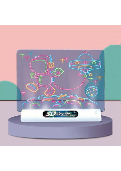 3D Floresan Çizim Tahtasında 16X12 cm Light Up Yazma Pedi Doodle Tahtası Eğitici Oyuncak Çocuklar Için-Okyanus Tarzı (Yurt Dışından)