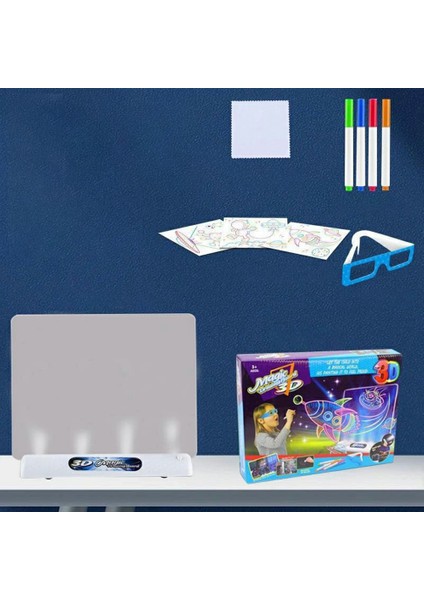 3D Floresan Çizim Tahtasında 16X12 cm Light Up Yazma Pedi Doodle Tahtası Eğitici Oyuncak Çocuklar Için Uzay Tarzı (Yurt Dışından)