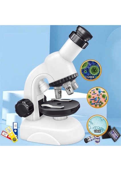 C2234 Öğrenciler Mikroskop 1200X/400X/100X Mikroskop Kiti Dolgu Işığı ile Bilim Eğitici Oyuncak (Yurt Dışından)