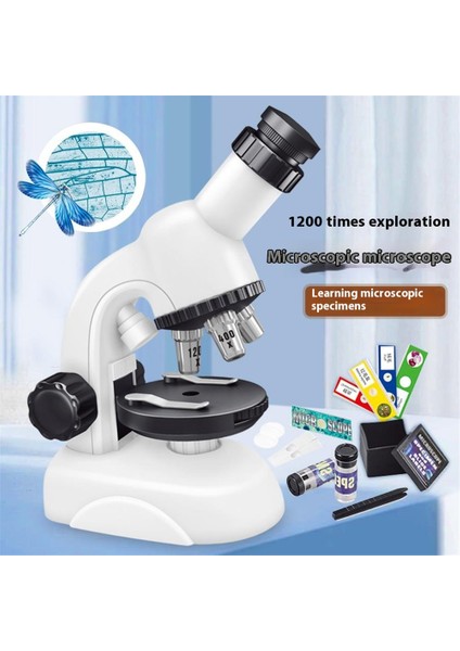 C2234 Öğrenciler Mikroskop 1200X/400X/100X Mikroskop Kiti Dolgu Işığı ile Bilim Eğitici Oyuncak (Yurt Dışından)