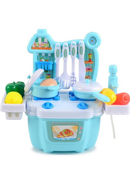Çocuk Çocuk Eğitici Oyun Seti Mutfak Oyuncakları Plastik Dollhouse Yemek Masası-Mavi (Yurt Dışından)