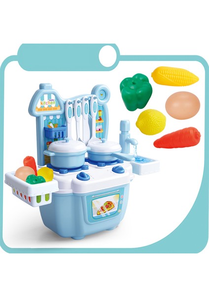 Çocuk Çocuk Eğitici Oyun Seti Mutfak Oyuncakları Plastik Dollhouse Yemek Masası-Mavi (Yurt Dışından) modelleri