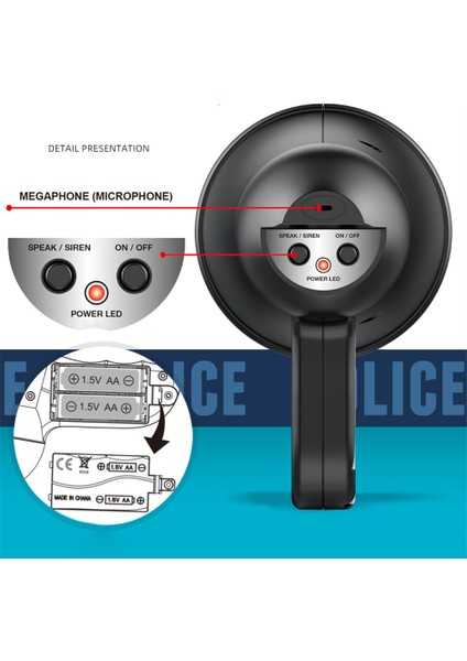 LZ050 El Megafon Hoparlör Taşınabilir Siren Amplifikatör Oyuncak Oyna Pretend (Yurt Dışından) indirimleri