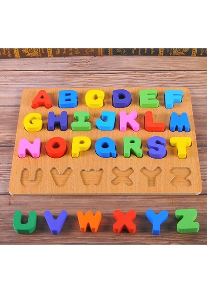 Ahşap Yapbozlar Alfabe Harf Numarası Masa Oyunları Öğrenme Yapboz Eğitici Oyuncaklar-A-Z (Yurt Dışından)