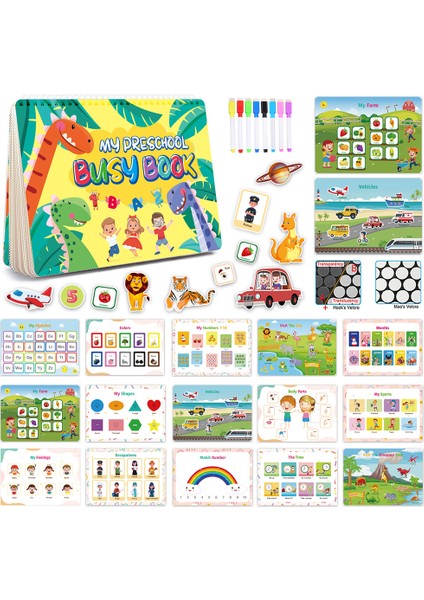 Montessori 16 Tema Yürümeye Başlayan Meşgul Kitap Okul Öncesi Öğretim Yardımcıları Ebeveyn-Çocuk Eğitici Oyuncak (Yurt Dışından)