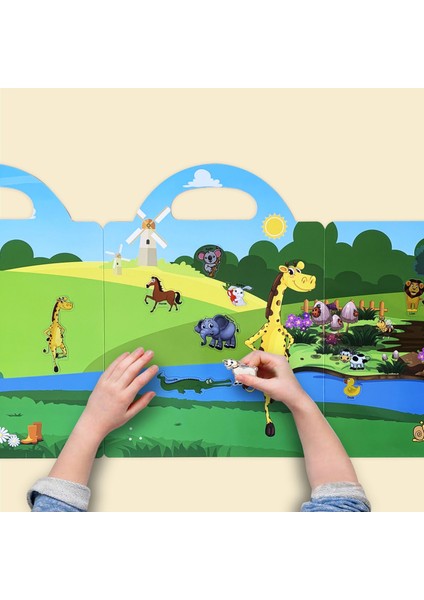Yeniden Kullanılabilir Çıkartma Kitabı Çocuklar Yaşında 3+ Okul Öncesi Öğrenme Etkinliği Sessiz Meşgul Kitap Yürümeye Başlayan Seyahat Oyuncakları Eğitici Hediyeler-Dinozor (Yurt Dışından)
