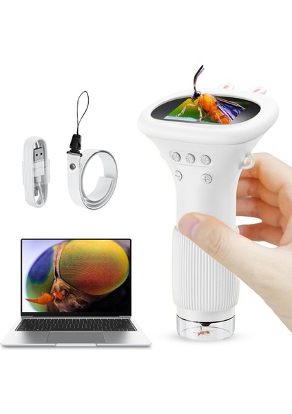 Çocuklar Için Mini Mikroskop Dijital Mikroskop 1000X Zoom 2mp Kamera, 8 LED Işıklı-Beyaz (Yurt Dışından)