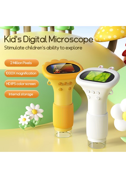 Çocuklar Için Mini Mikroskop Dijital Mikroskop 1000X Zoom 2mp Kamera, 8 LED Işıklı-Beyaz (Yurt Dışından)