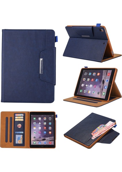 iPad 10.2 Için 2021/2020/2019 Iş Tarzı Yatay Çevirme Deri Kılıf Tutucu ve Kart Yuvası ve Fotoğraf Çerçevesi ve Cüzdan (Yurt Dışından)