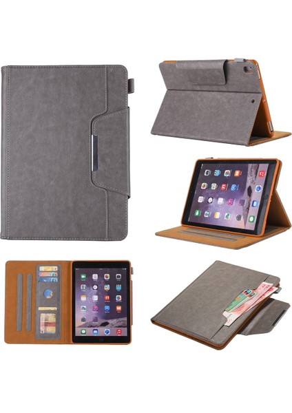 iPad 10.2 Için 2021/2020/2019 Iş Tarzı Yatay Çevirme Deri Kılıf Tutucu ve Kart Yuvası ve Fotoğraf Çerçevesi ve Cüzdan (Yurt Dışından)