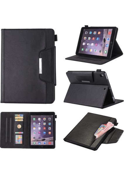 iPad 10.2 Için 2021/2020/2019 Iş Tarzı Yatay Çevirme Deri Kılıf Tutucu ve Kart Yuvası ve Fotoğraf Çerçevesi ve Cüzdan (Yurt Dışından)
