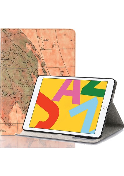 iPad 10.2 / 10.5 Için Harita Dokusu Yatay Çevirme Deri Kılıf, Tutucu, Kart Yuvaları ve Cüzdan, Rastgele Doku Çeşitliliği (Yurt Dışından)