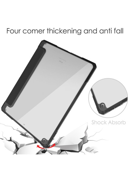 iPad 10.2 2021 / 2020 / 2019 Için Şeffaf Akrilik+Tpu+Pu Kılıf (Yurt Dışından)