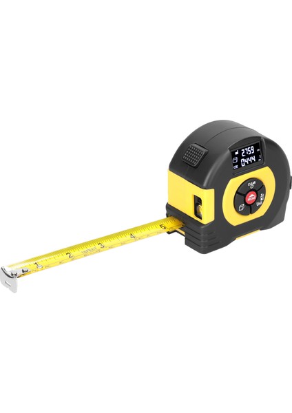 USB Şarj Edilebilir 2'li 1 Arada Lazer Metre LCD Ekranlı Mesafe Ölçer (Yurt Dışından)