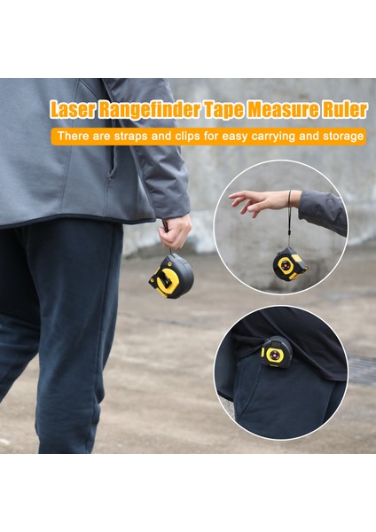 USB Şarj Edilebilir 2'li 1 Arada Lazer Metre LCD Ekranlı Mesafe Ölçer (Yurt Dışından)