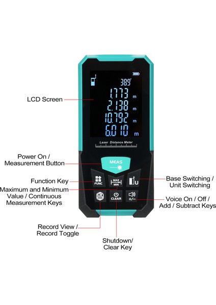 Lazer Mesafe Ölçer 70M USB Şarj Sürekli Ölçüm Pisagor Modlu (Yurt Dışından)