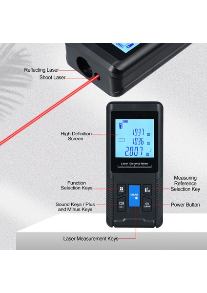 120M Pisagorlu El Tipi Lazer Mesafe Ölçer (Yurt Dışından) indirimleri