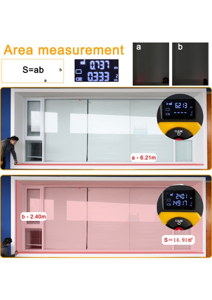 2'si 1 Arada Lazer Şerit Metre USB Şarj Edilebilir LCD Dijital Ölçüm Cihazı (Yurt Dışından) modelleri