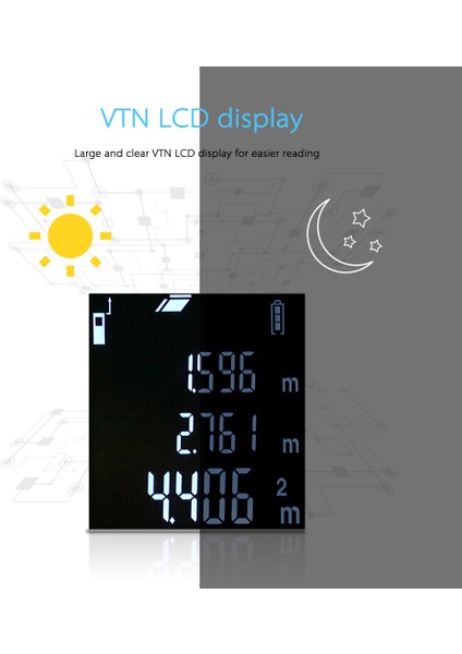 80M Taşınabilir Lazerli Mesafe Ölçer Yüksek Hasiyet Vtn LCD Veri Depolama (Yurt Dışından)